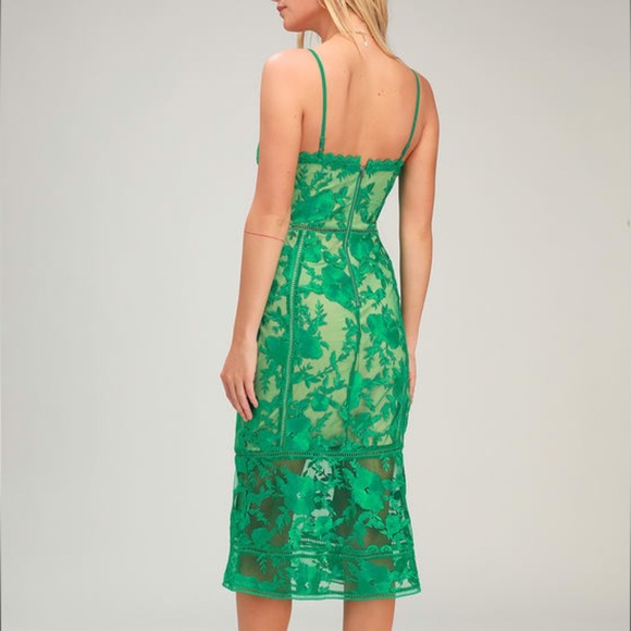 Green Lace Midi Dress - Picture 2 of 4